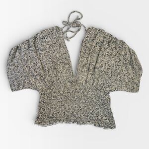 Final Touch Women’s Green Patterned Knit Short Sleeve Top MEDIUM